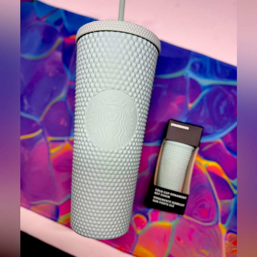 Soft Touch Mint Studded Starbucks 24 oz Tumbler w Keychain - 2021 Release